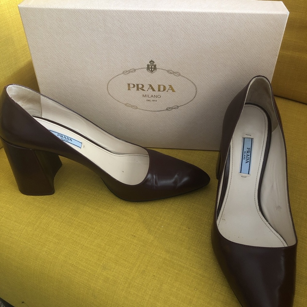 Prada Maroon stack heels